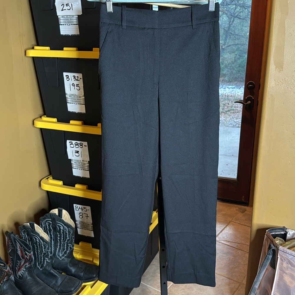NWT H&M Black Ankle Length Trousers Size 4 High Rise Office Pants - Picture 4 of 11